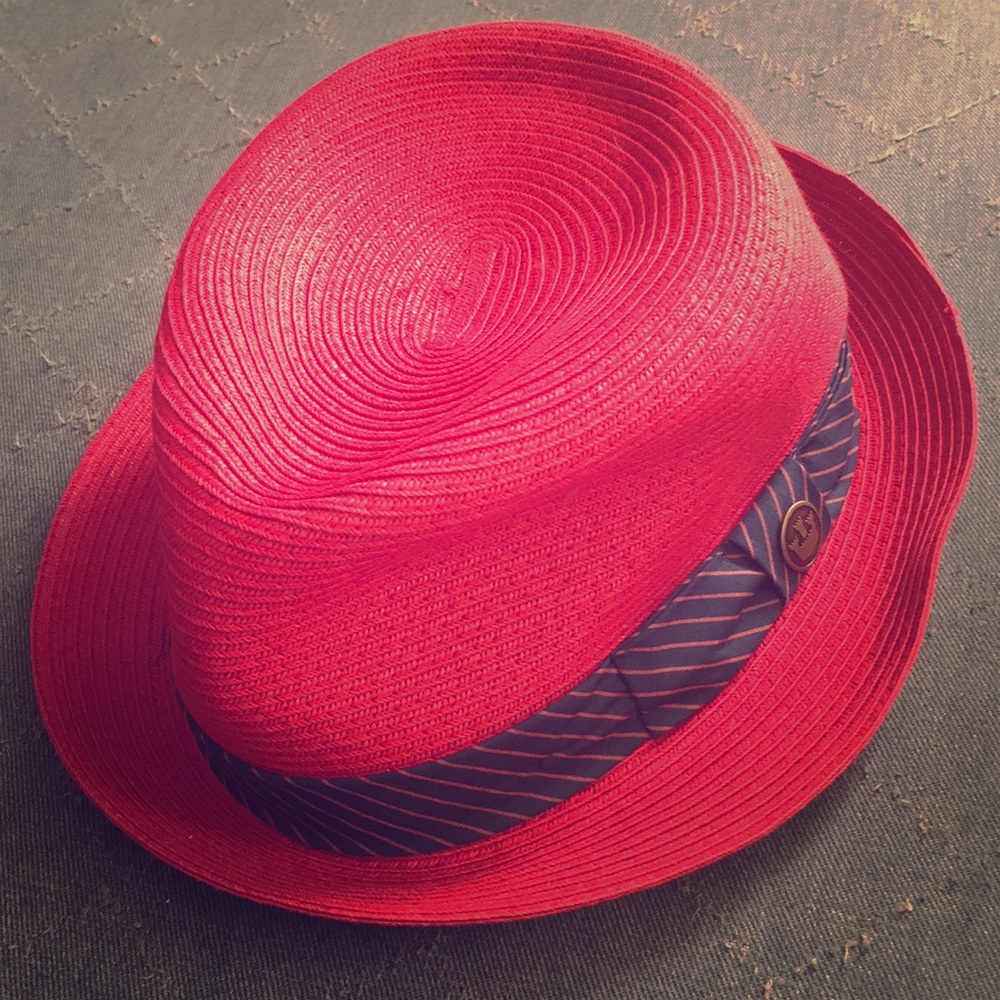 Goorin Brothers red straw fedora
